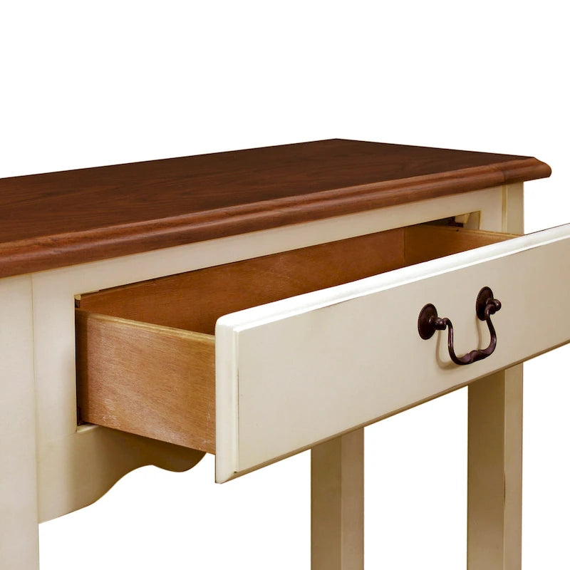 Off White Solid Wood Console Table for Entryway and Living Room