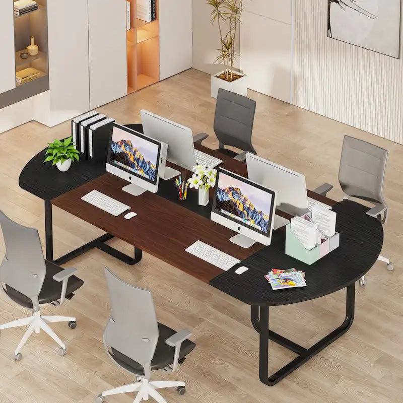 70.86 Modern Oval Curved Executive Computer Desk for Home Office