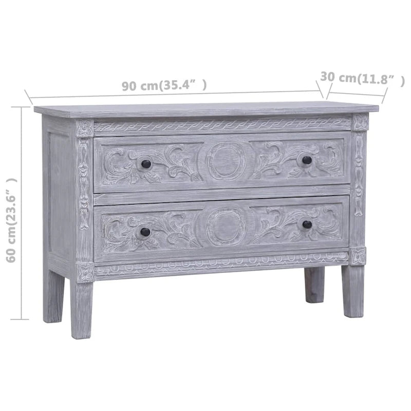 Sideboard with 2 Drawers 35.4x11.8x23.6 Solid Mahogany Wood
