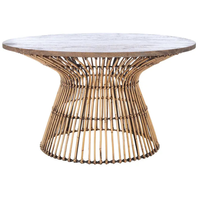 Modern Rattan Round Coffee Table - 31.5 W x 31.5 L x 17.7 H - 32Wx32Dx18H