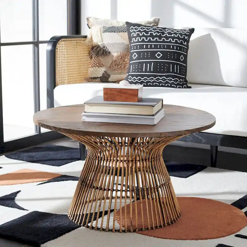 Modern Rattan Round Coffee Table - 31.5 W x 31.5 L x 17.7 H - 32Wx32Dx18H
