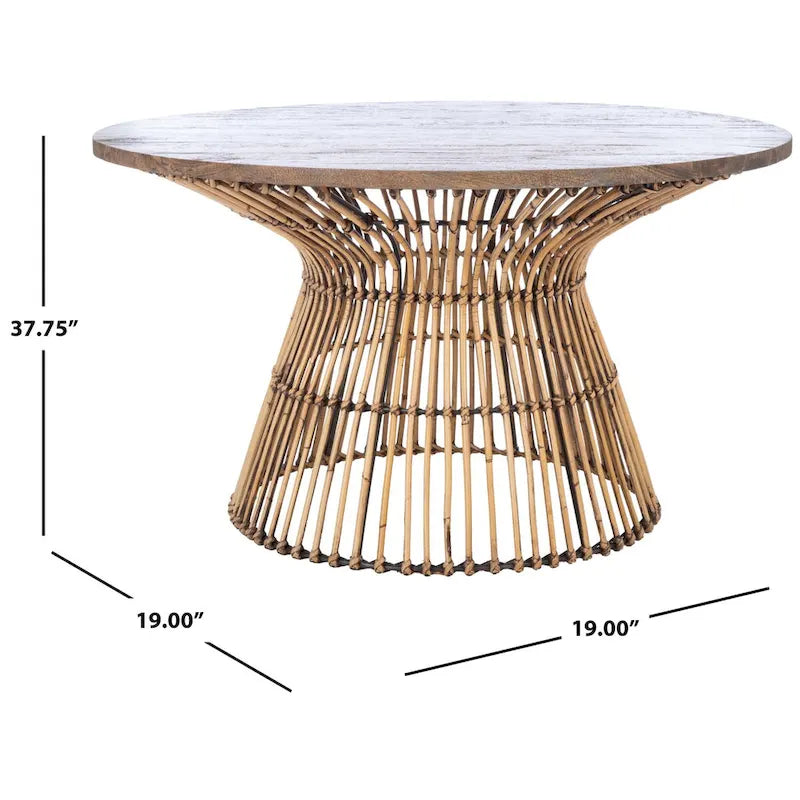 Modern Rattan Round Coffee Table - 31.5 W x 31.5 L x 17.7 H - 32Wx32Dx18H
