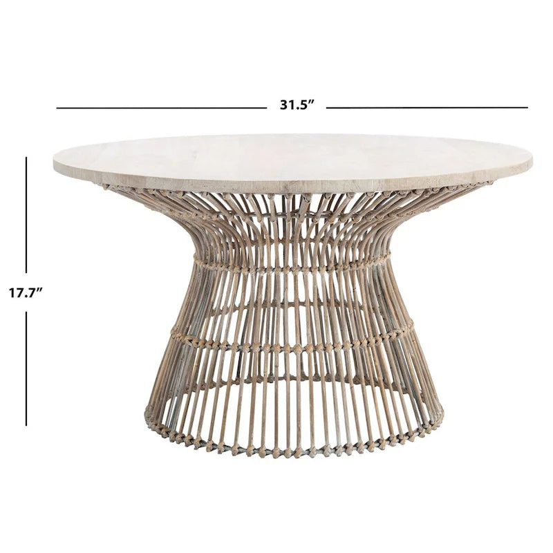 Modern Rattan Round Coffee Table - 31.5 W x 31.5 L x 17.7 H - 32Wx32Dx18H