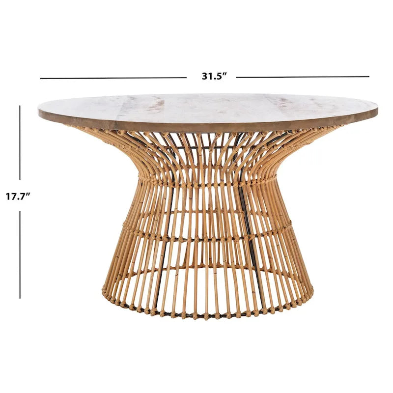 Modern Rattan Round Coffee Table - 31.5 W x 31.5 L x 17.7 H - 32Wx32Dx18H