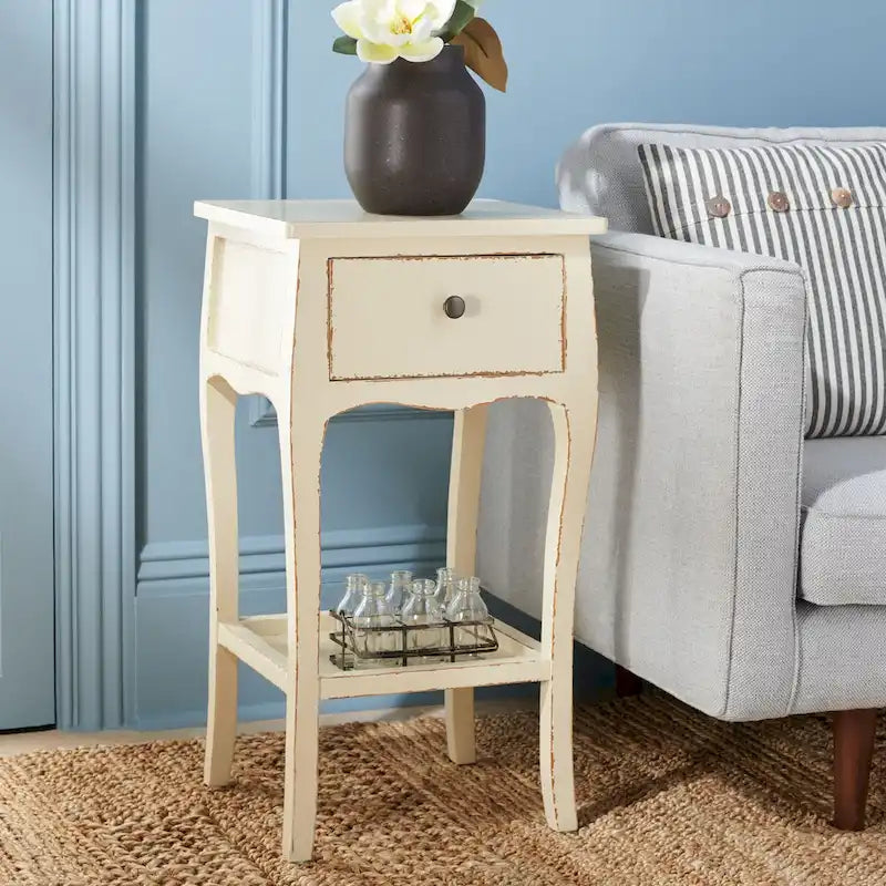 Modern Wood End Table with Open Shelf for Living Room - 16Wx14Dx30H