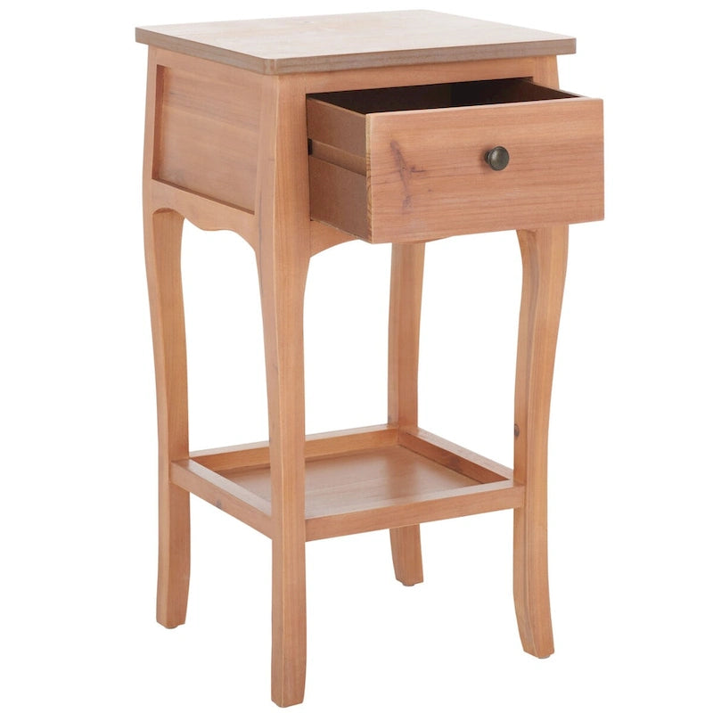 Modern Wood End Table with Open Shelf for Living Room - 16Wx14Dx30H