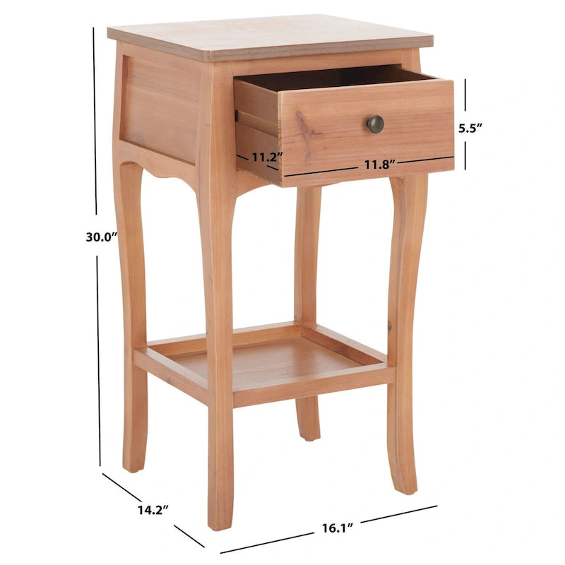 Modern Wood End Table with Open Shelf for Living Room - 16Wx14Dx30H