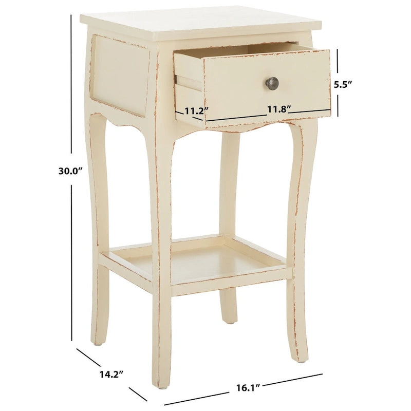 Modern Wood End Table with Open Shelf for Living Room - 16Wx14Dx30H