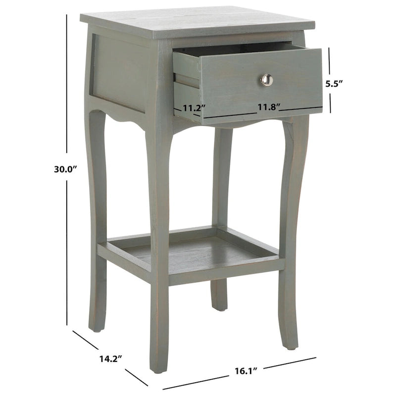 Modern Wood End Table with Open Shelf for Living Room - 16Wx14Dx30H