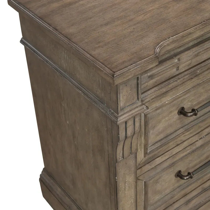 Dusty Taupe 3 Drawer Nightstand with Charging Station