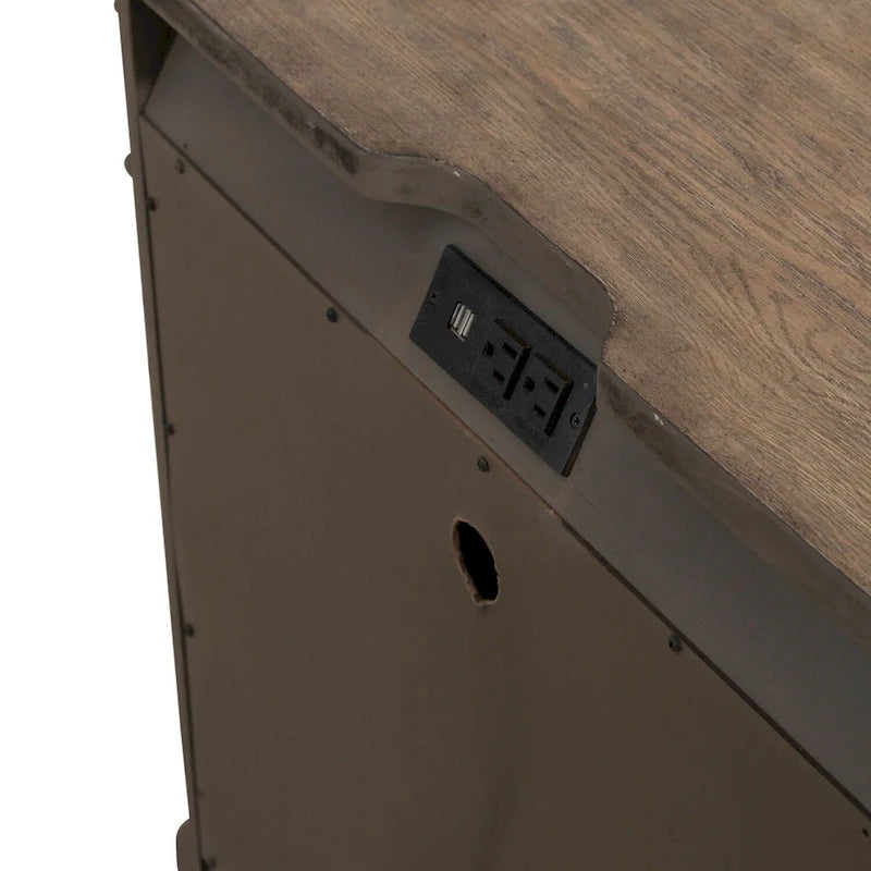Dusty Taupe 3 Drawer Nightstand with Charging Station