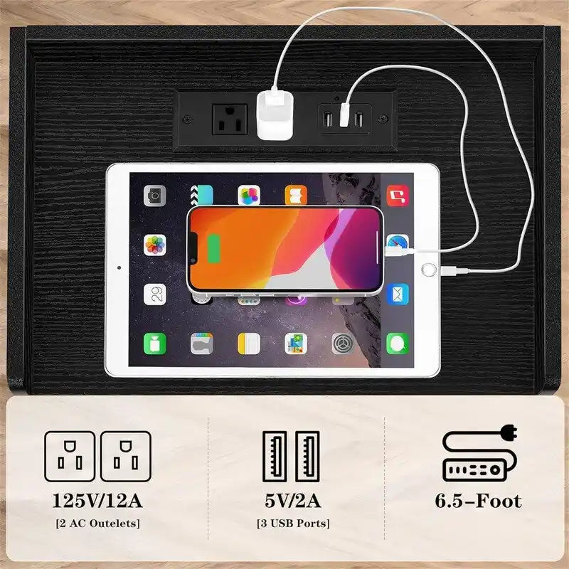 Moderní noční stolek s nabíjecí stanicí USB a zásuvkou do ložnice