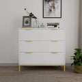 Mid-Century Modern 3-Drawer White Dresser for Bedroom Wood Chest of Drawers