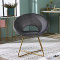 Silky Velvet Upholstered Accent Chair with Gold Tone Finished Base