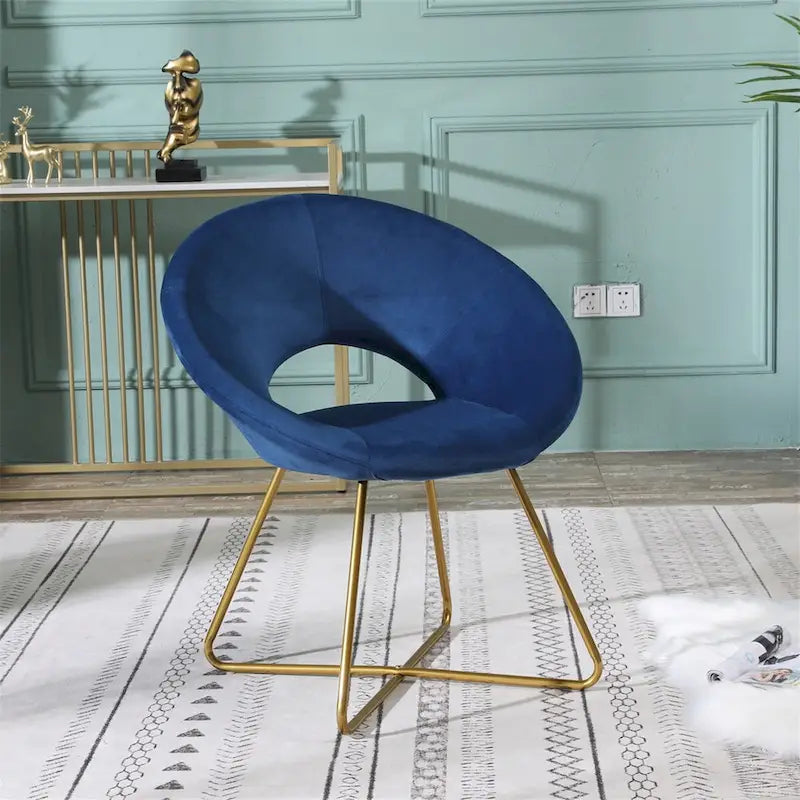 Silky Velvet Upholstered Accent Chair with Gold Tone Finished Base
