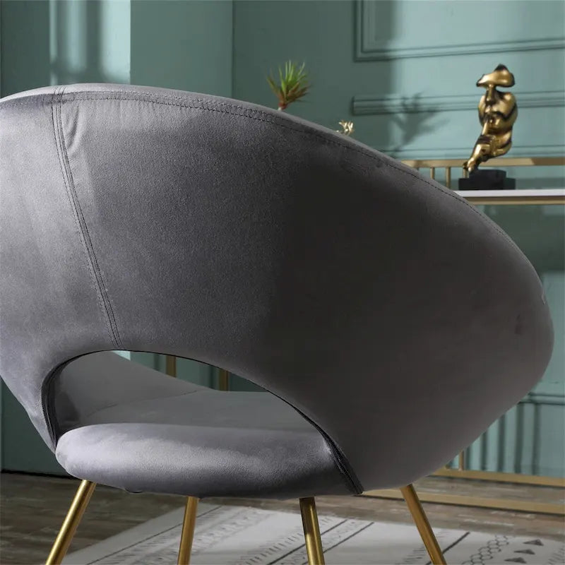 Silky Velvet Upholstered Accent Chair with Gold Tone Finished Base