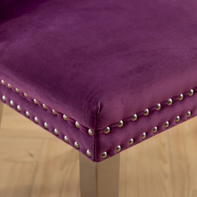 High-end Tufted Solid Wood Contemporary Velvet Upholstered Dining Chair with Chrome Stainless Steel Plating Legs