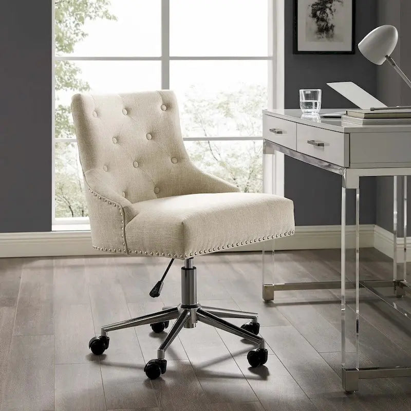 Lagefors Tufted Swivel Upholstered Fabric Office Chair