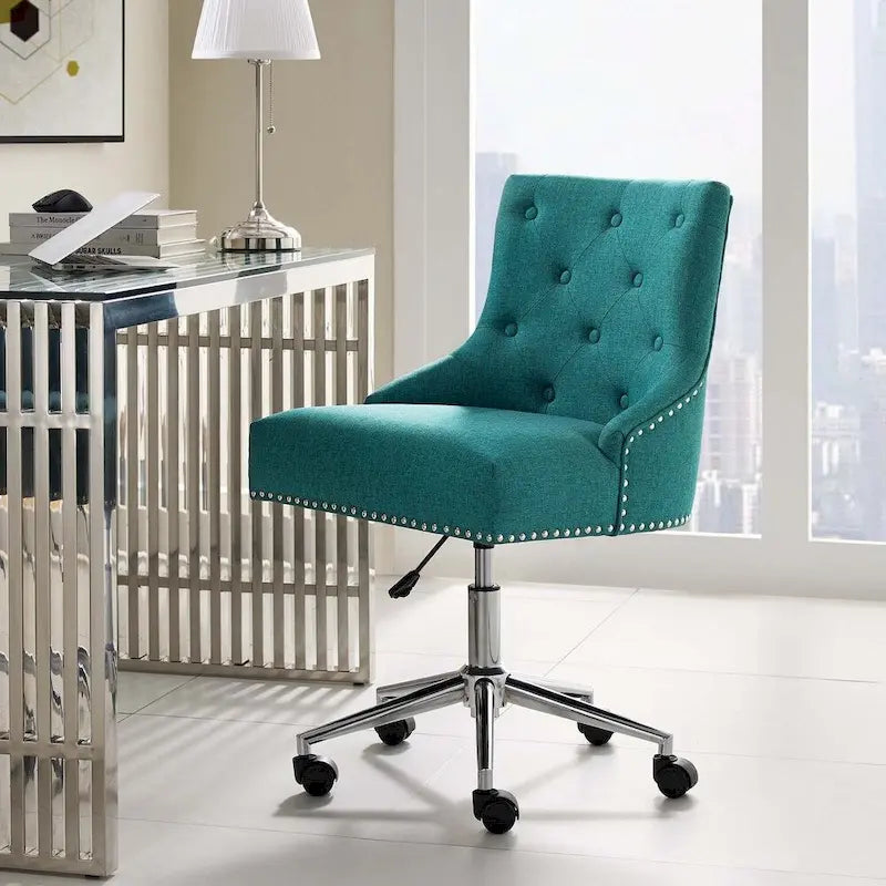 Lagefors Tufted Swivel Upholstered Fabric Office Chair