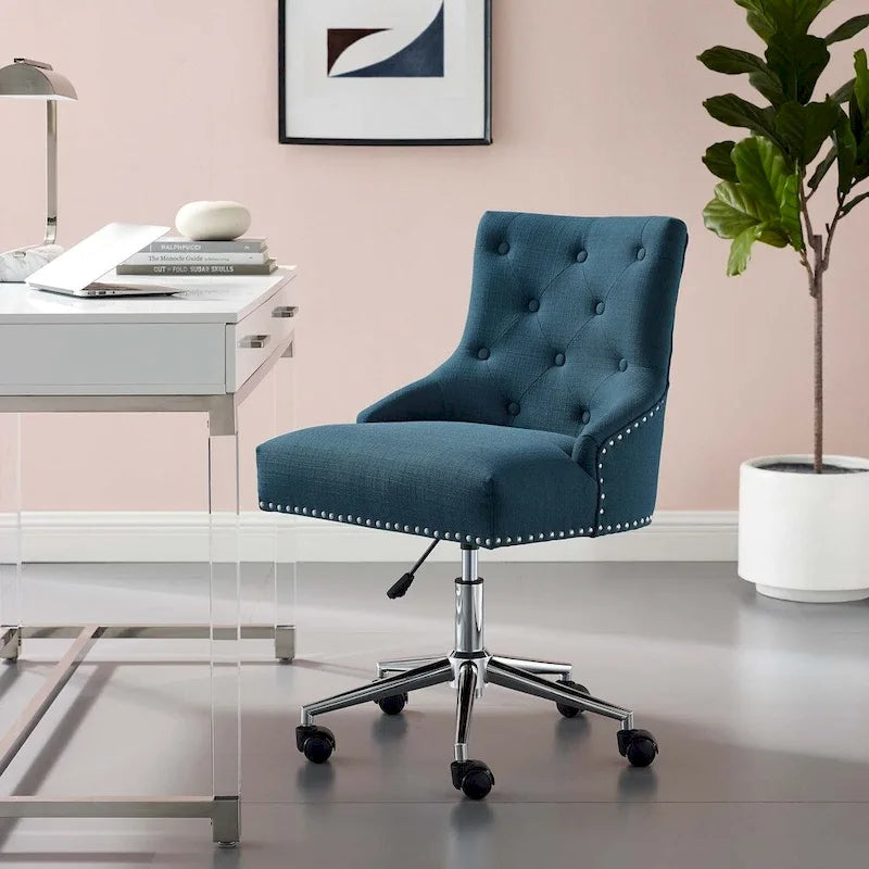 Lagefors Tufted Swivel Upholstered Fabric Office Chair