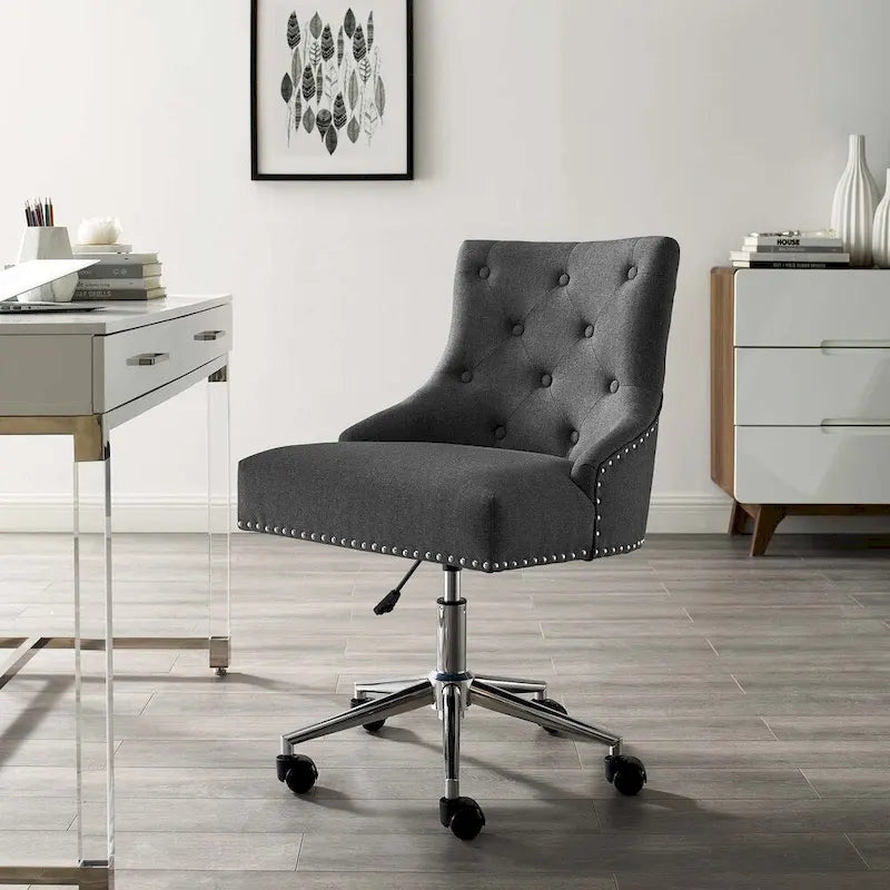 Lagefors Tufted Swivel Upholstered Fabric Office Chair