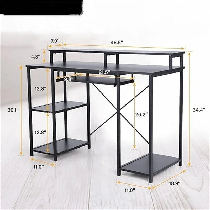 Black Modern Computer Desk with Spacious Workspace for Home Office