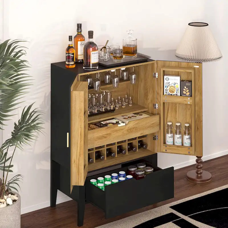 Sideboard Cabinet with Wine Racks & Stemware Holder for hallways,living rooms