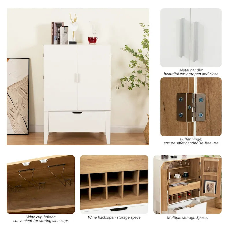 Sideboard Cabinet with Wine Racks & Stemware Holder for hallways,living rooms
