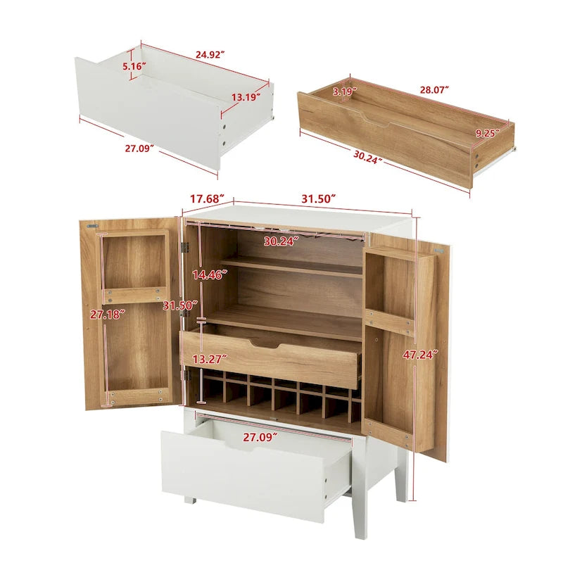 Sideboard Cabinet with Wine Racks & Stemware Holder for hallways,living rooms